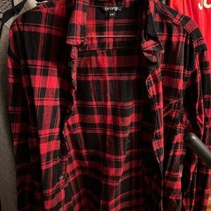 George Men's Black and Red Checkered Shirt